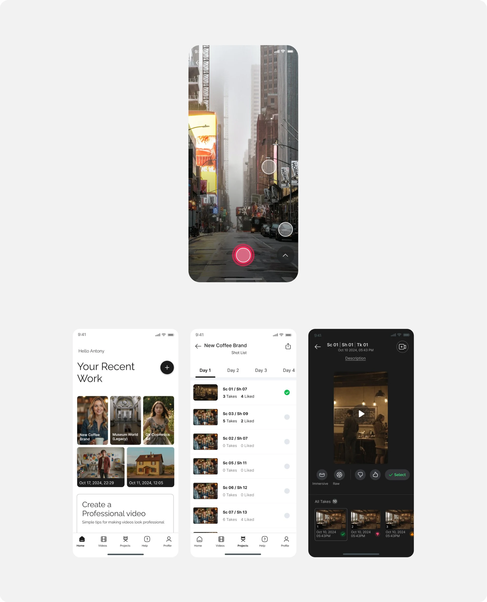 VOIA — mobile flows: change photo and record