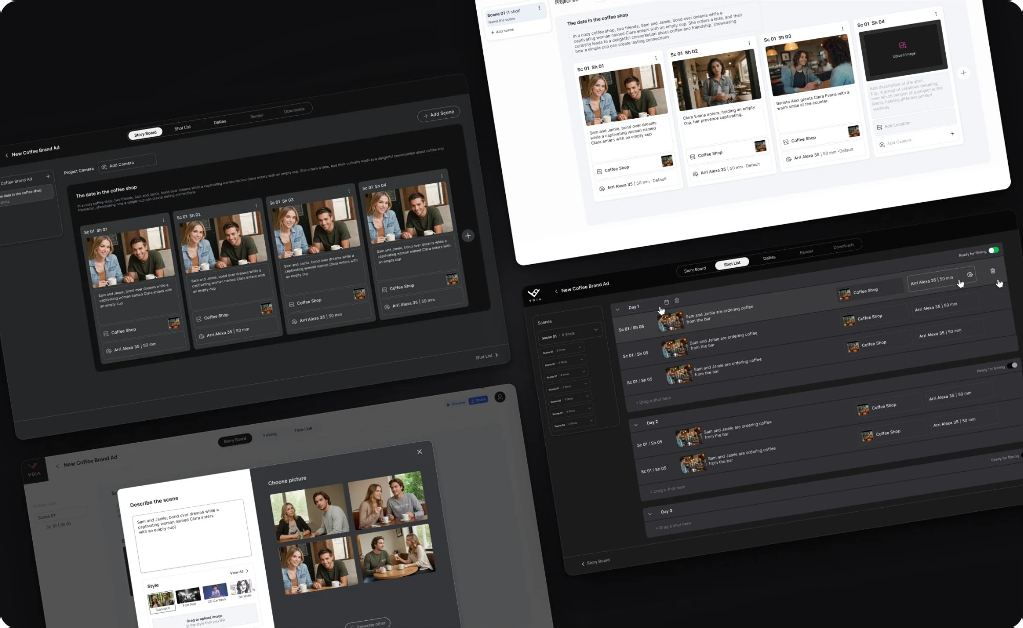 VOIA — dailies and project management screens